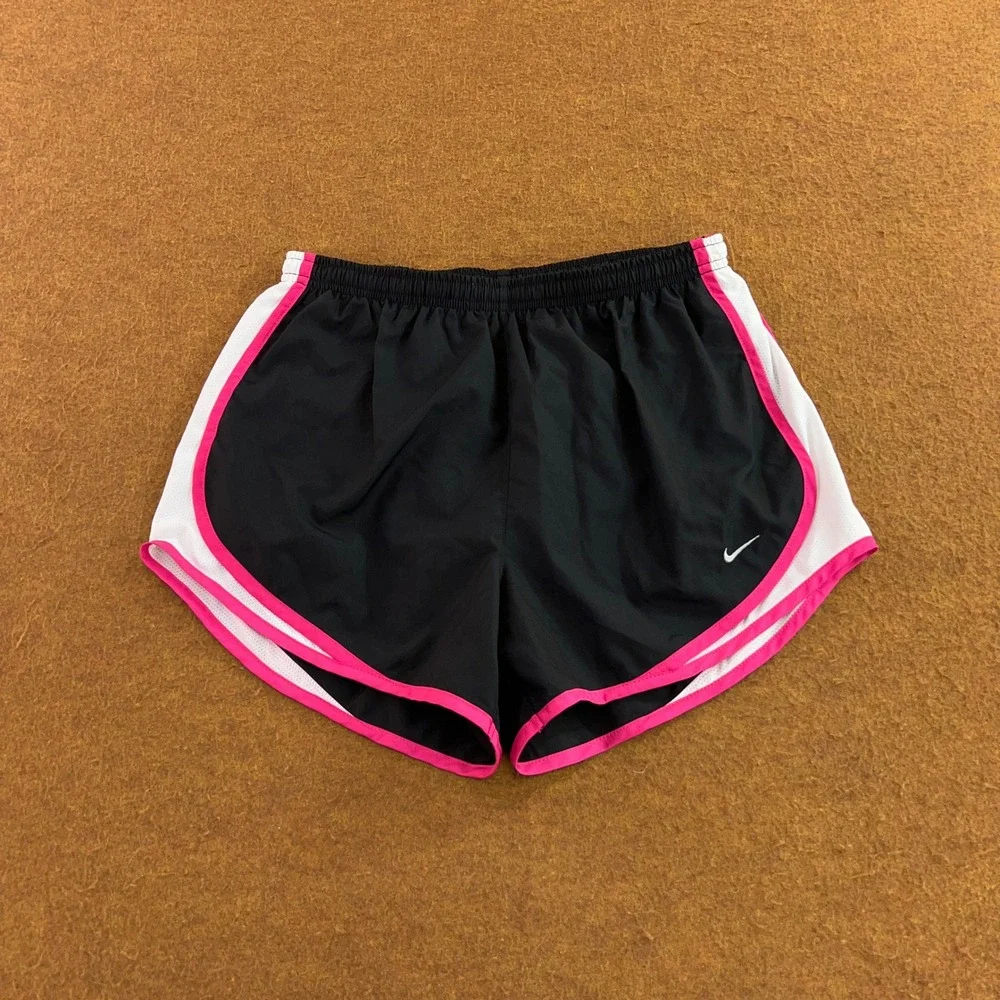 Nike Womens Medium Black Pink Dri-FIT Mesh Trim Running Shorts